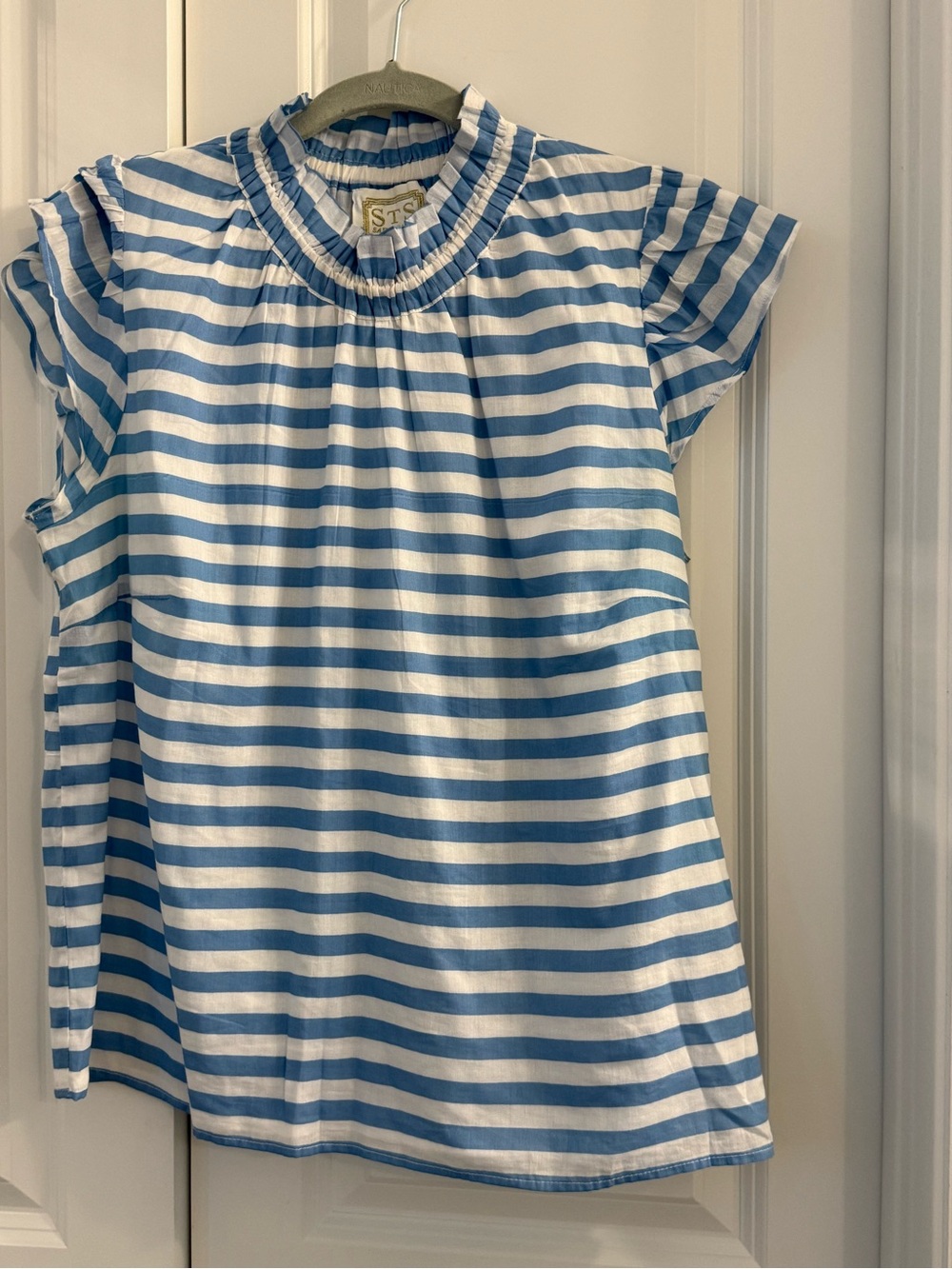 Sail to Sable Blue and White Striped Top